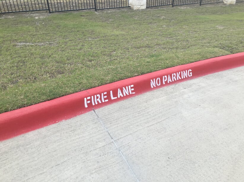 Fire Lane striping in your parking lot curb Baytown, Texas